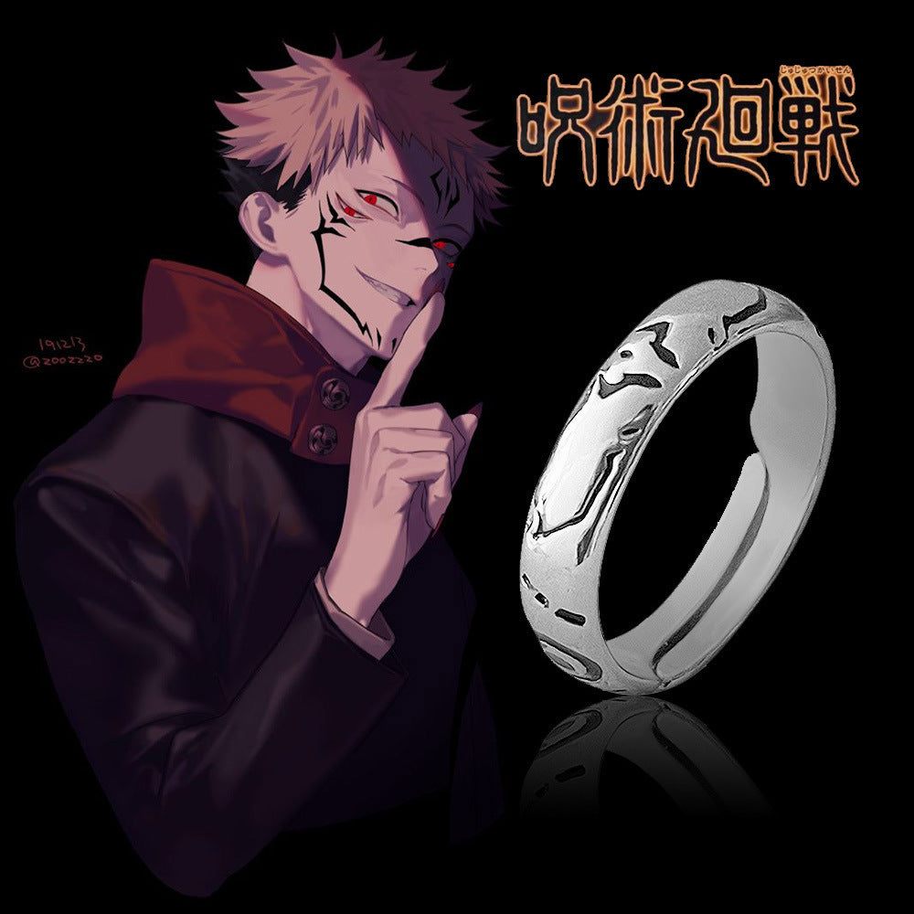 Anime Merchandise Jujutsu Kaisen Yuta Okkotsu Riko Style Couple Simple Open Ring Crystal Jewelry