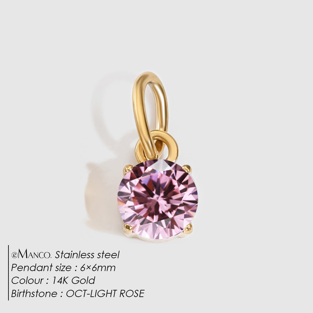 Jewelry Accessories Stainless Steel Necklace Round Zircon Necklace Stainless Steel Pendant Components