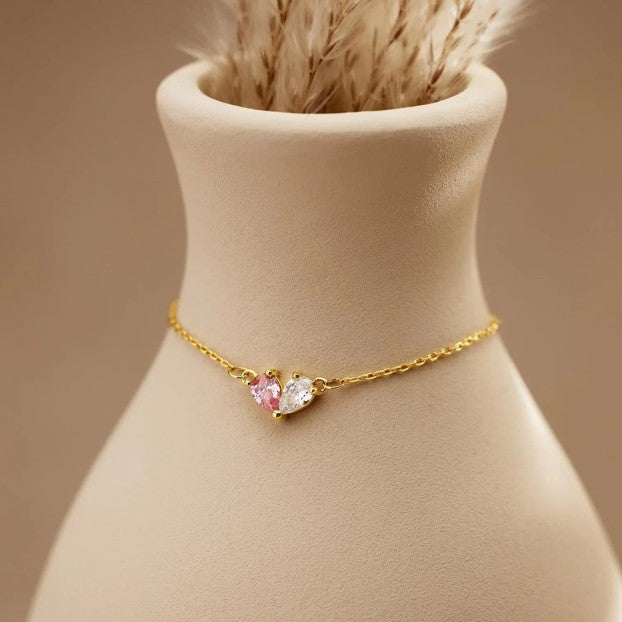 Diamond studded water droplet bracelet