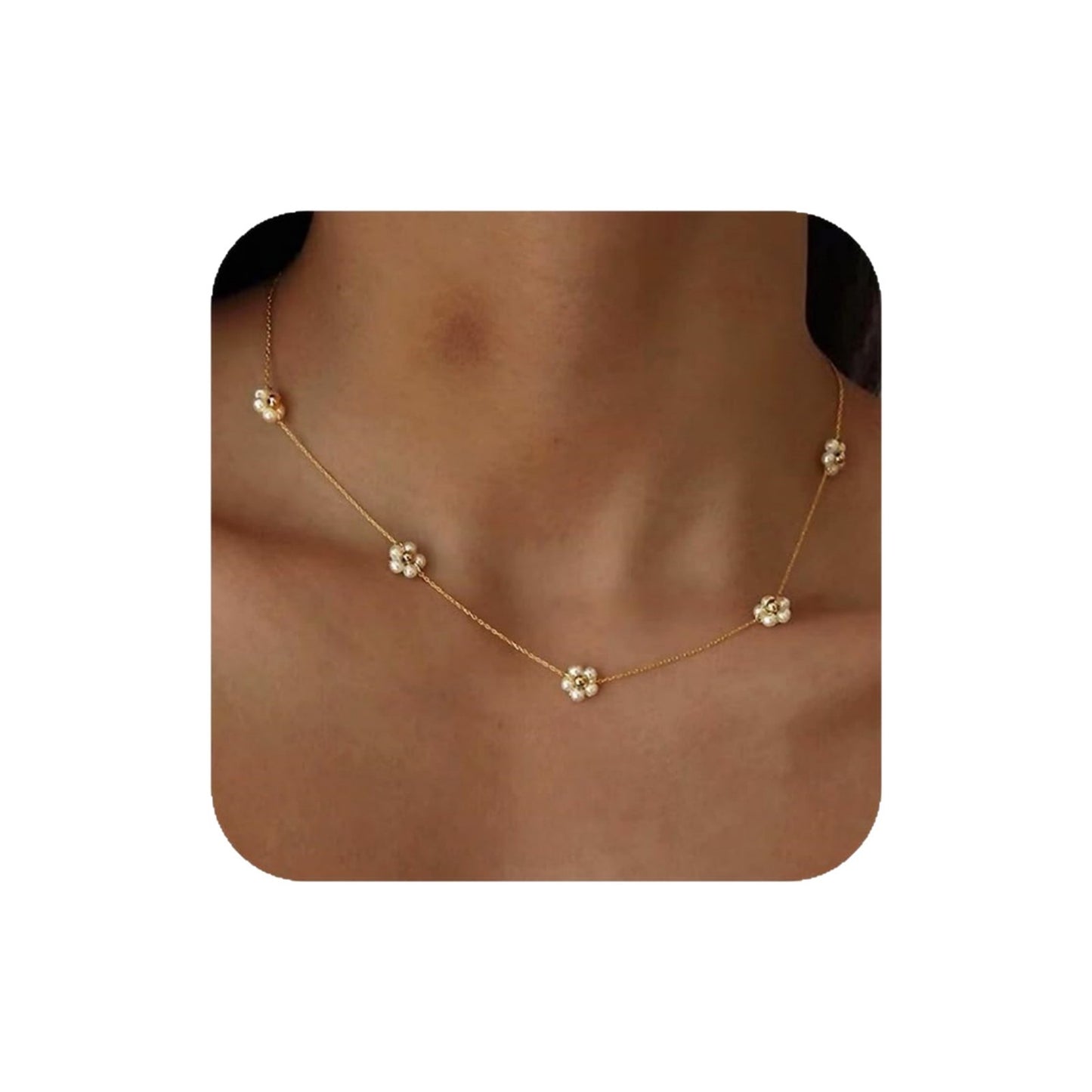 5 flower necklaces pearl collarbone chains