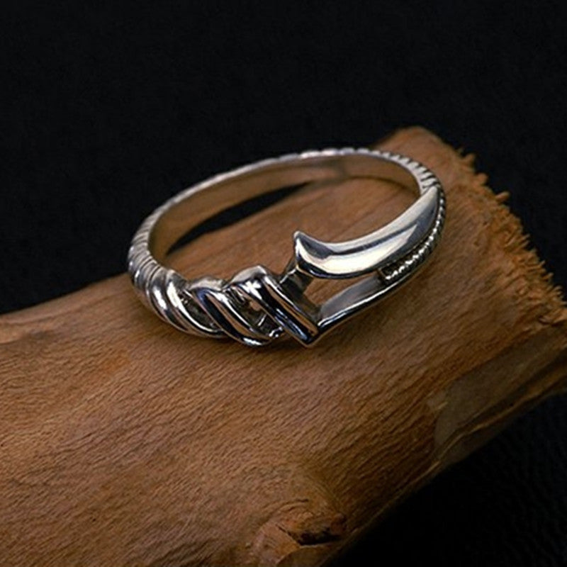 Fihong Vintage Lance Ring for Men Adjustable Open-Ended Finger Ring Unique Gift for Boyfriend