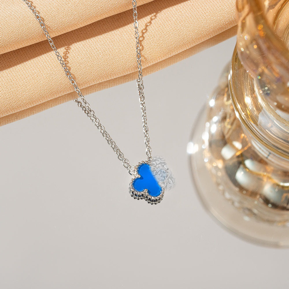 Lucky Clover Necklace Pendant Titanium Steel Double sided Beimu Clavicle Jewelry