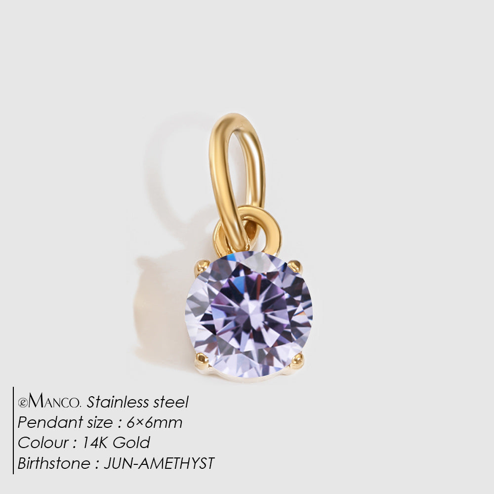 Jewelry Accessories Stainless Steel Necklace Round Zircon Necklace Stainless Steel Pendant Components