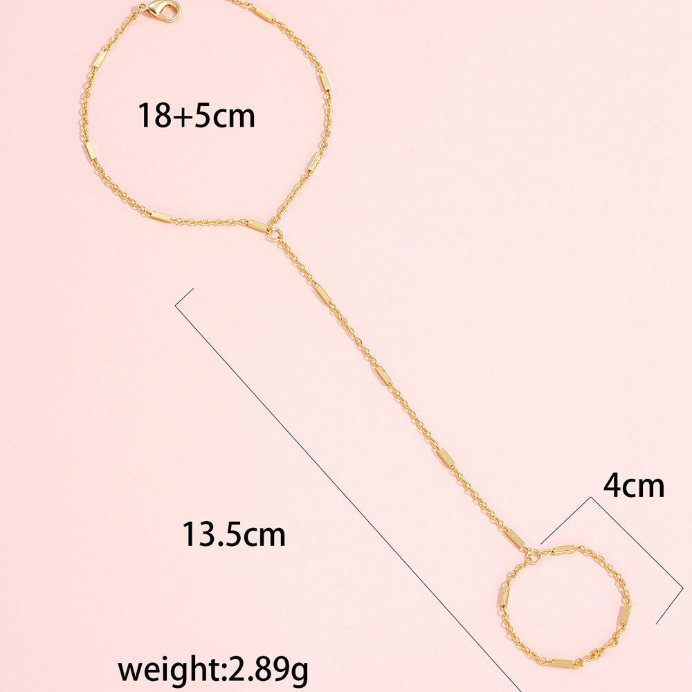 Beach chain ring bracelet integrated chain