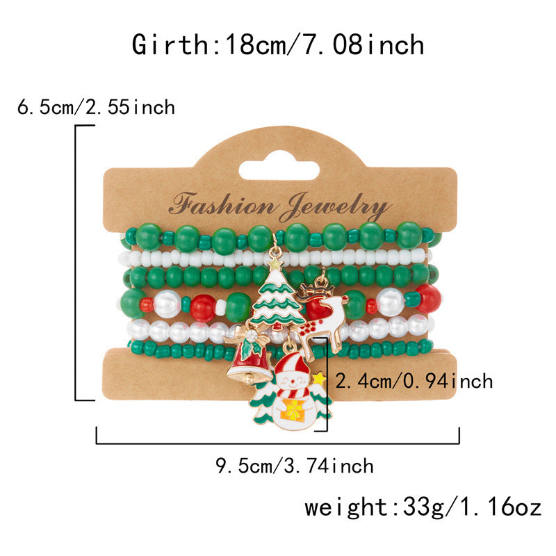 Soft Clay Crystal Christmas Bracelet Set with Drip Paint Christmas Color Letter Bead Bracelet Set for Women