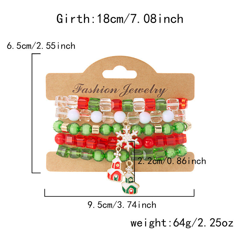 Soft Clay Crystal Christmas Bracelet Set with Drip Paint Christmas Color Letter Bead Bracelet Set for Women