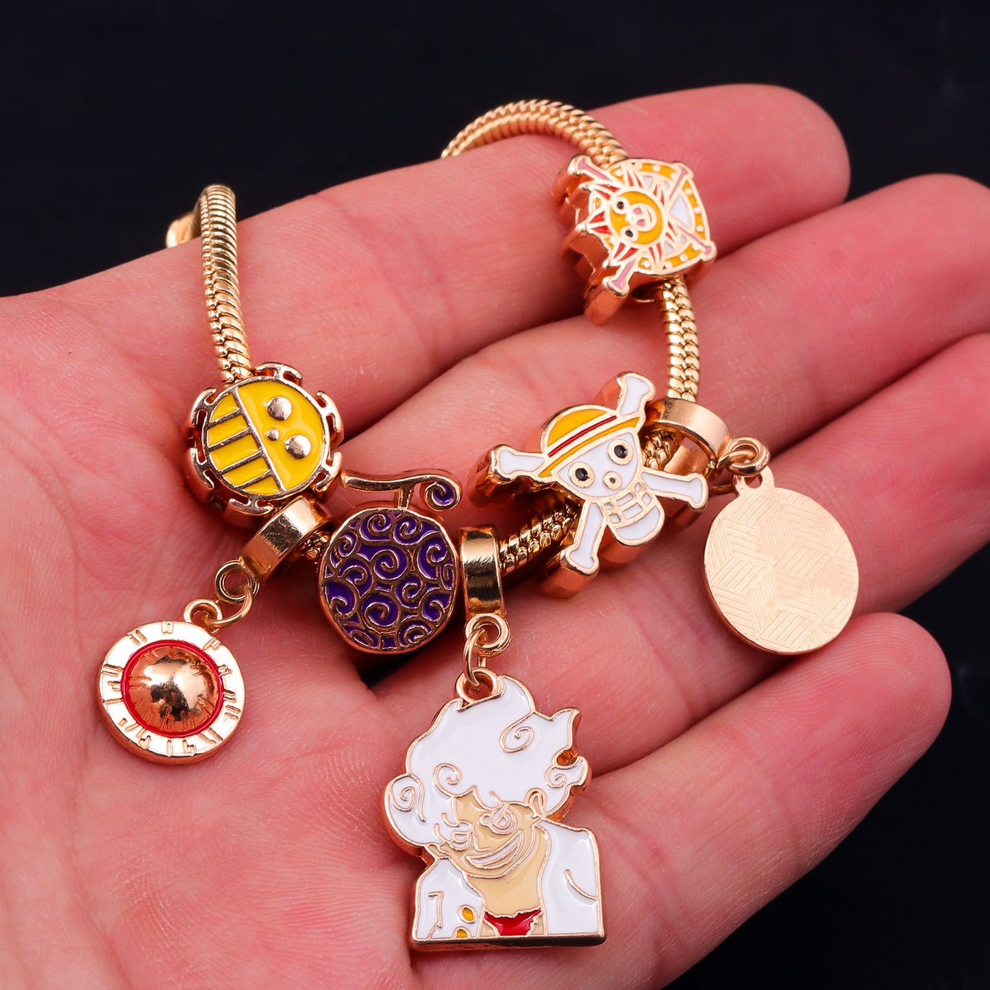 One Piece DIY Bracelet with Five Levels Sun God Nika Luffy Cartoon Metal DIY Bracelet