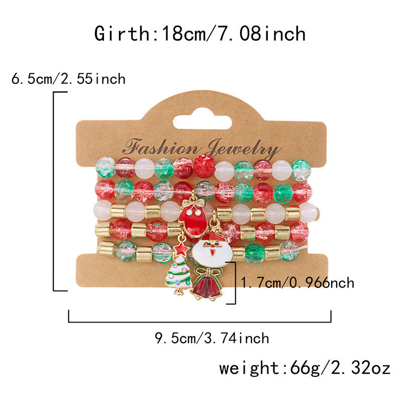 Soft Clay Crystal Christmas Bracelet Set with Drip Paint Christmas Color Letter Bead Bracelet Set for Women