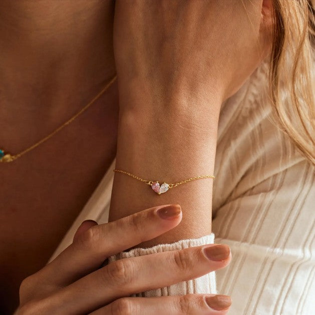 Diamond studded water droplet bracelet