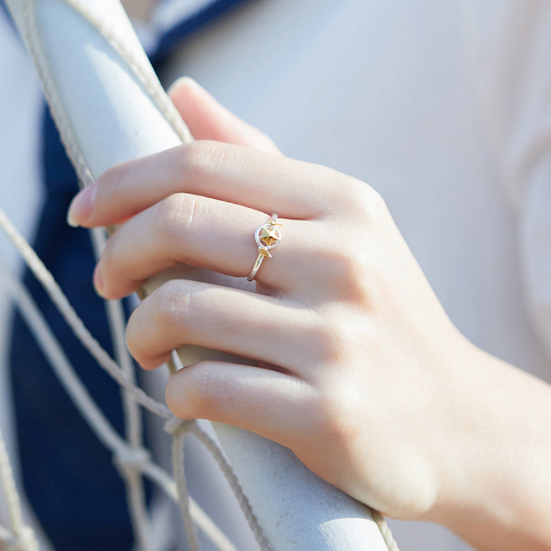 Light Luxury Star Ring Cute Female Open Mouth Ring