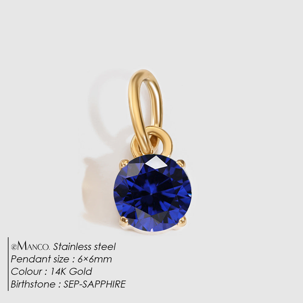 Jewelry Accessories Stainless Steel Necklace Round Zircon Necklace Stainless Steel Pendant Components