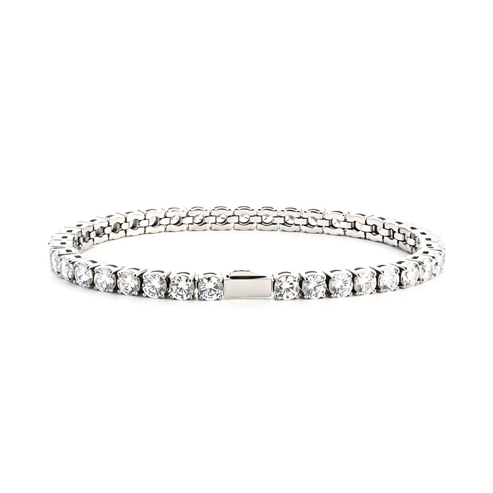 3-5MM Tennis Chain Hip-Hop Stainless Steel Zircon Bracelet