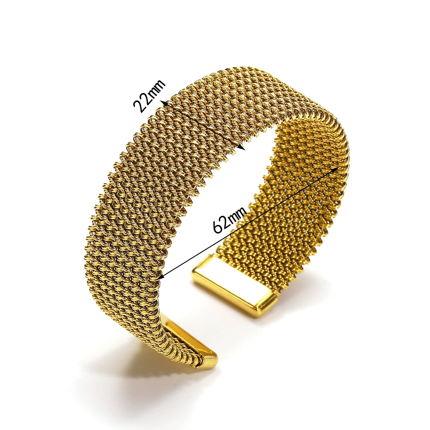 Ladies' textured embossed titanium steel bracelet, plated with 18K gold