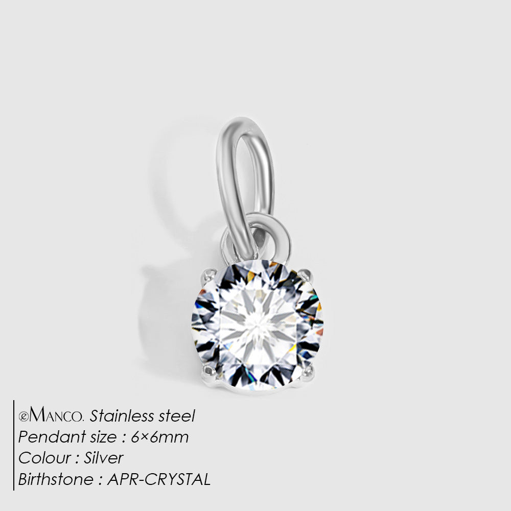 Jewelry Accessories Stainless Steel Necklace Round Zircon Necklace Stainless Steel Pendant Components