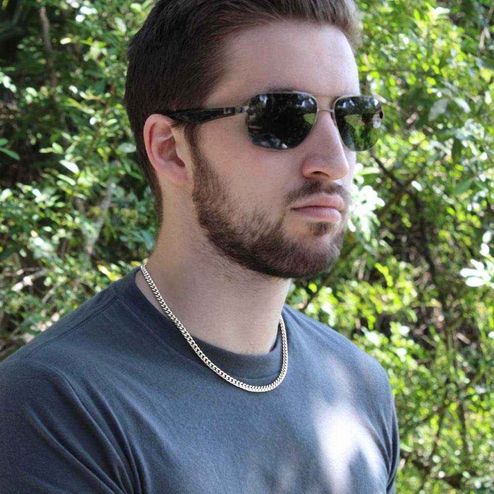 Stainless steel necklace with double-sided polished titanium steel chain
