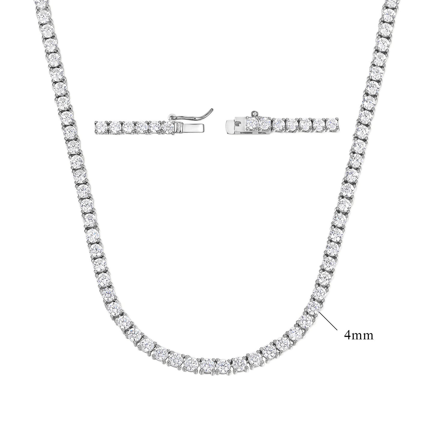 Copper Plated 18K Gold Zirconia Tennis Necklace Fashion Trendy Style Neck Chain