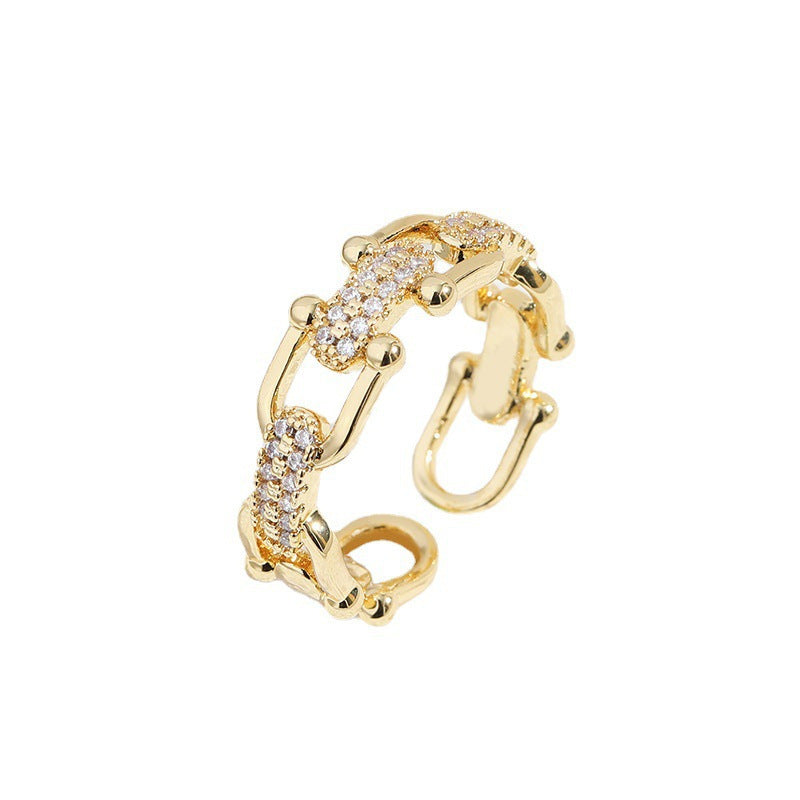Micro inlaid zircon chain splicing ring
