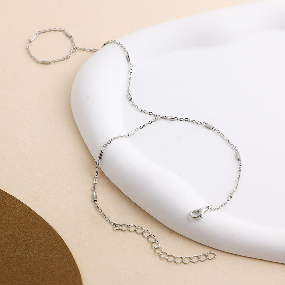 Beach chain ring bracelet integrated chain