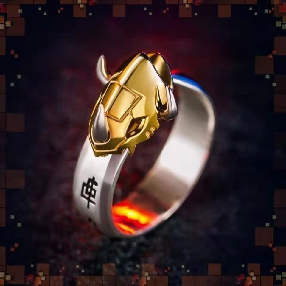 Classic Digimon Ring, Tyrannomon Sword, Metal Garurumon, Anime, Thai Silver Couple Rings for Men and Women