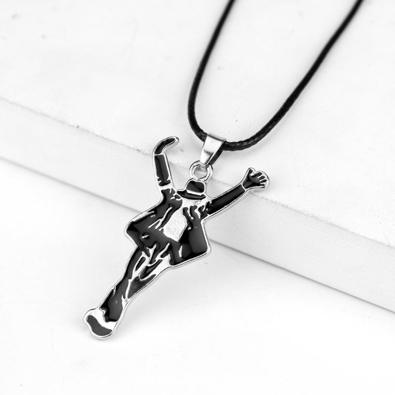 World Dance King Michael Jackson Themed Bracelet Set with Cool Dance Pose Necklace Jewelry