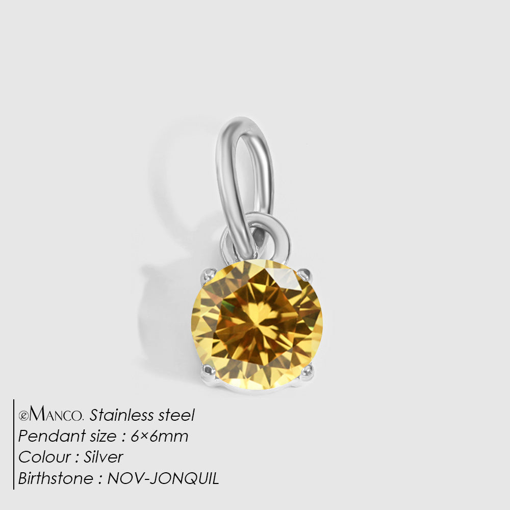 Jewelry Accessories Stainless Steel Necklace Round Zircon Necklace Stainless Steel Pendant Components