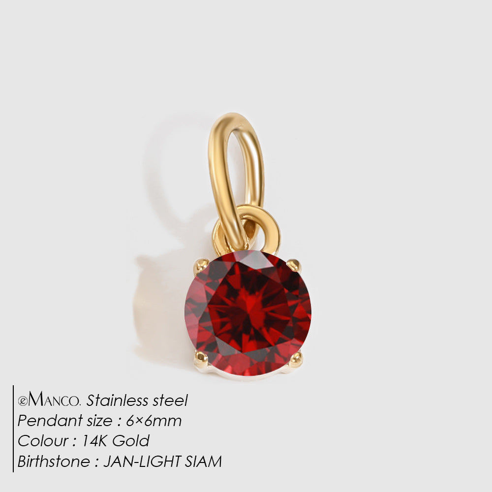 Jewelry Accessories Stainless Steel Necklace Round Zircon Necklace Stainless Steel Pendant Components