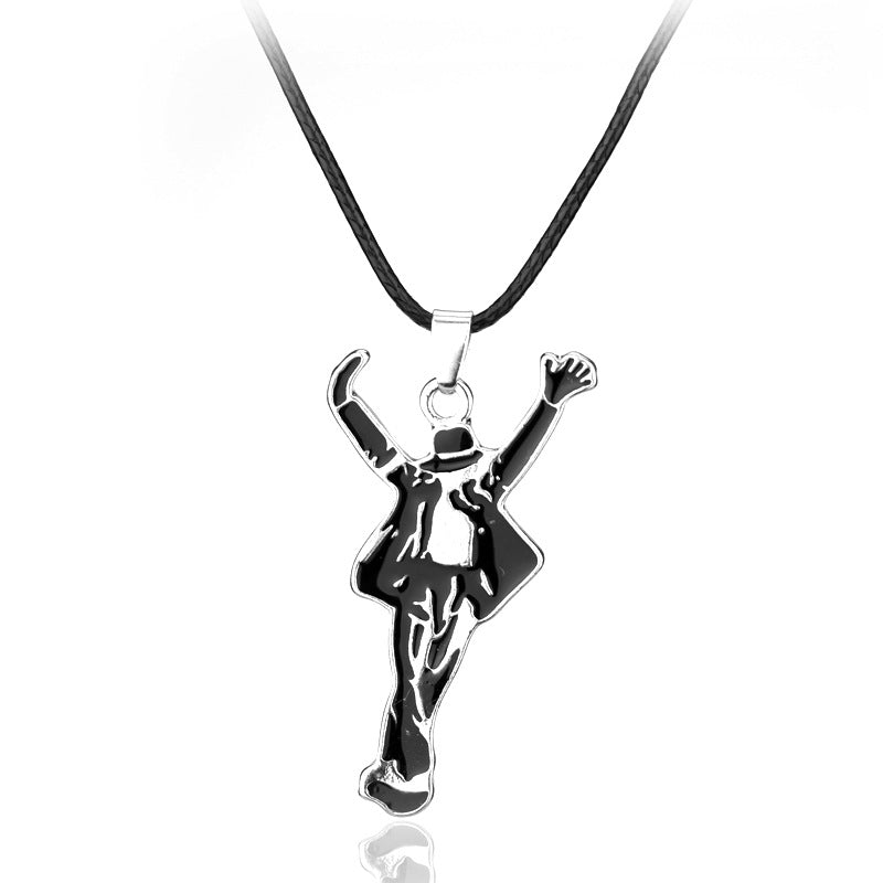 World Dance King Michael Jackson Themed Bracelet Set with Cool Dance Pose Necklace Jewelry