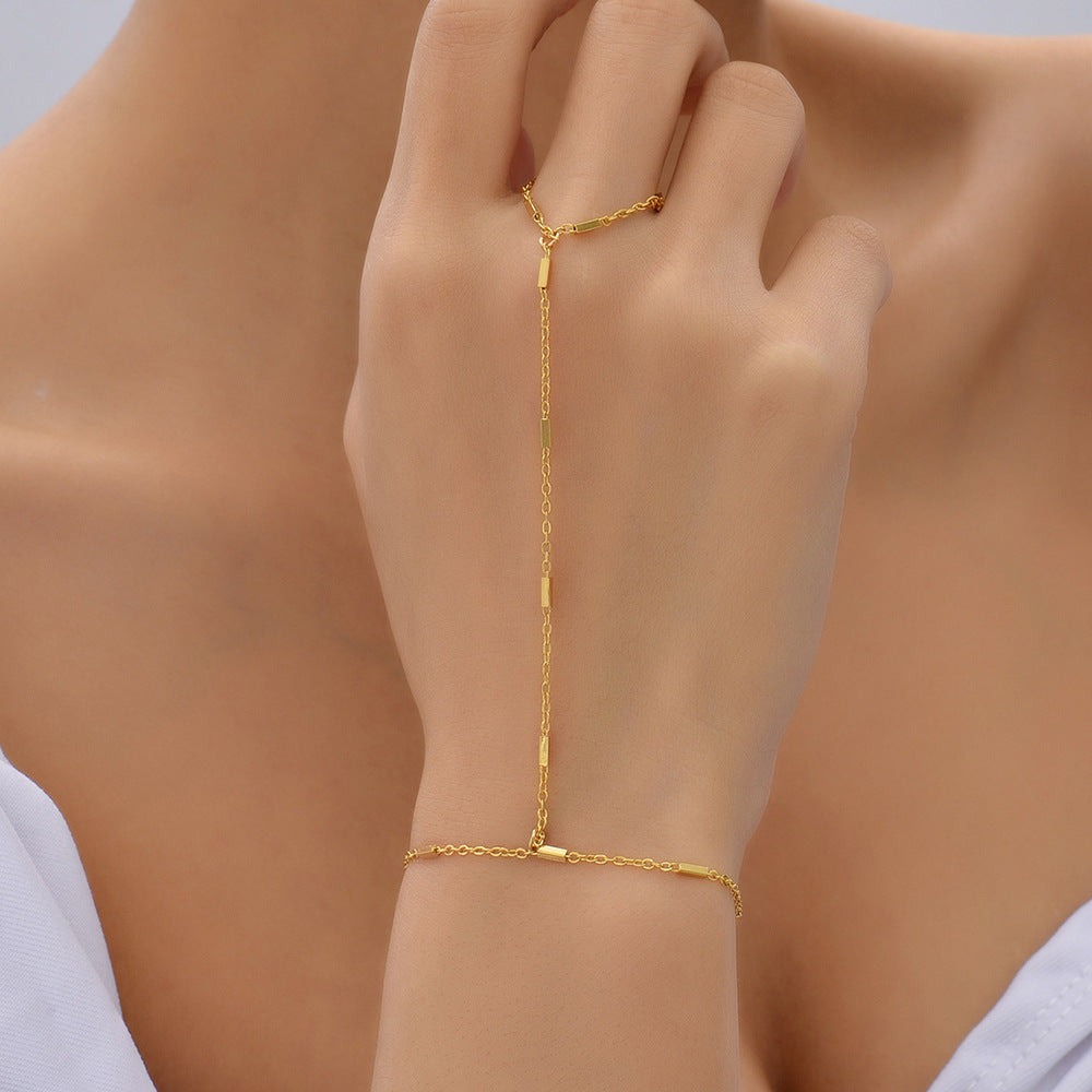 Beach chain ring bracelet integrated chain