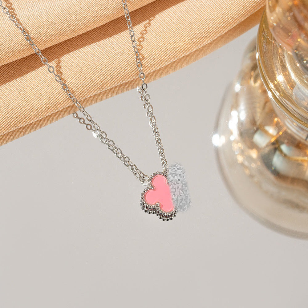 Lucky Clover Necklace Pendant Titanium Steel Double sided Beimu Clavicle Jewelry