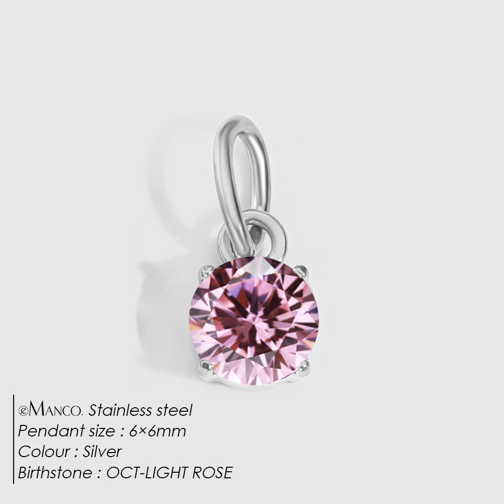 Jewelry Accessories Stainless Steel Necklace Round Zircon Necklace Stainless Steel Pendant Components