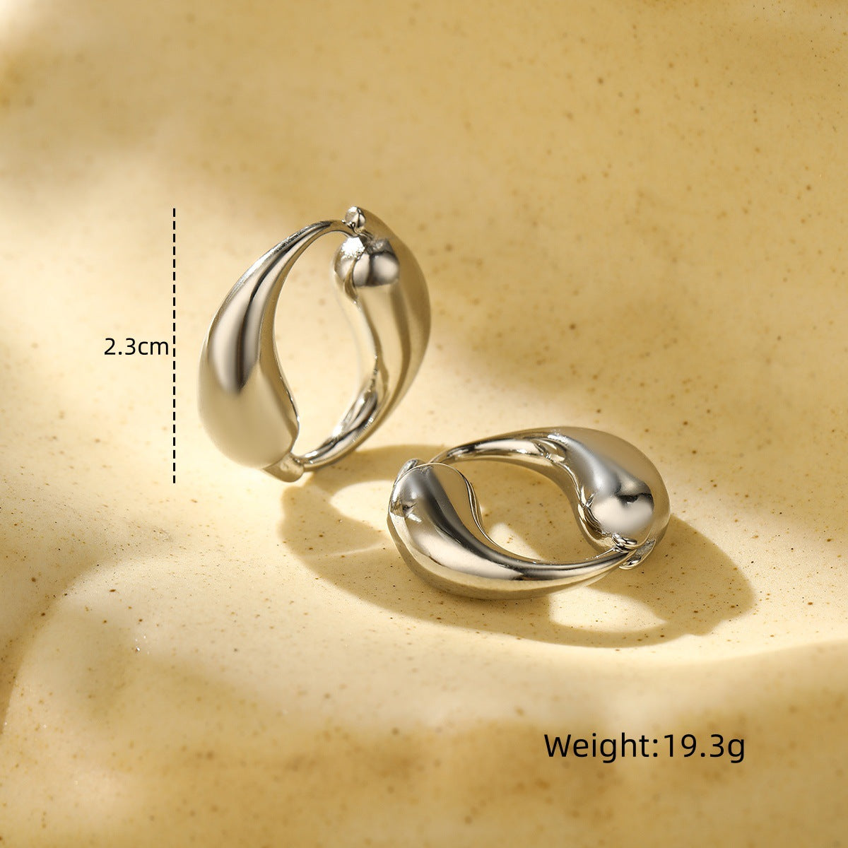 Creative O-shaped Stainless Steel Earrings with Gold Finish, Two Teardrop Loop Titanium Steel Hoop Earrings