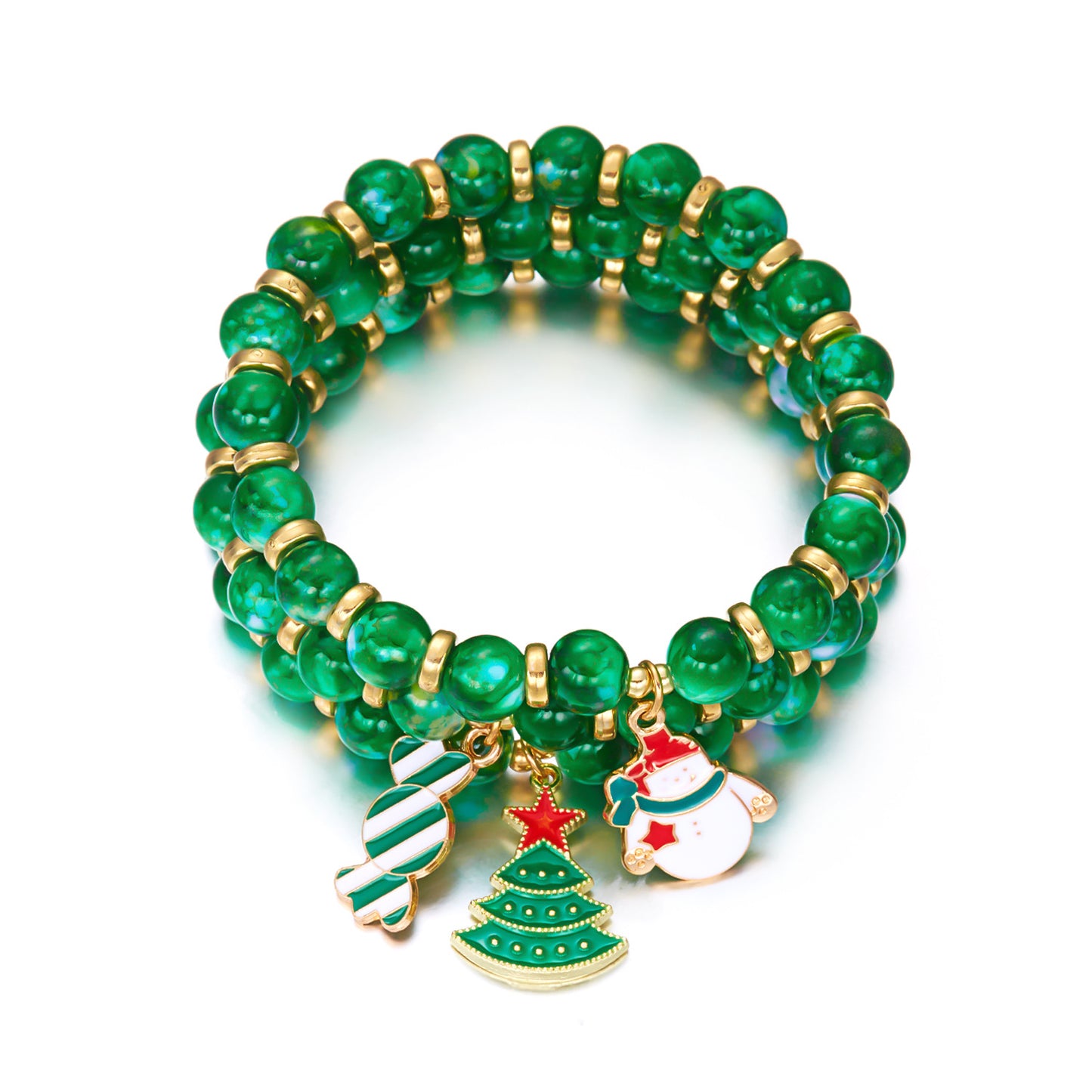 Creative Colorful Santa Claus Snowman Reindeer Beaded Stackable Bracelet Fashion Gift