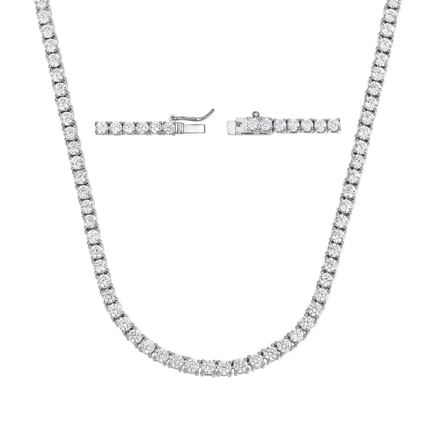 Copper Plated 18K Gold Zirconia Tennis Necklace Fashion Trendy Style Neck Chain