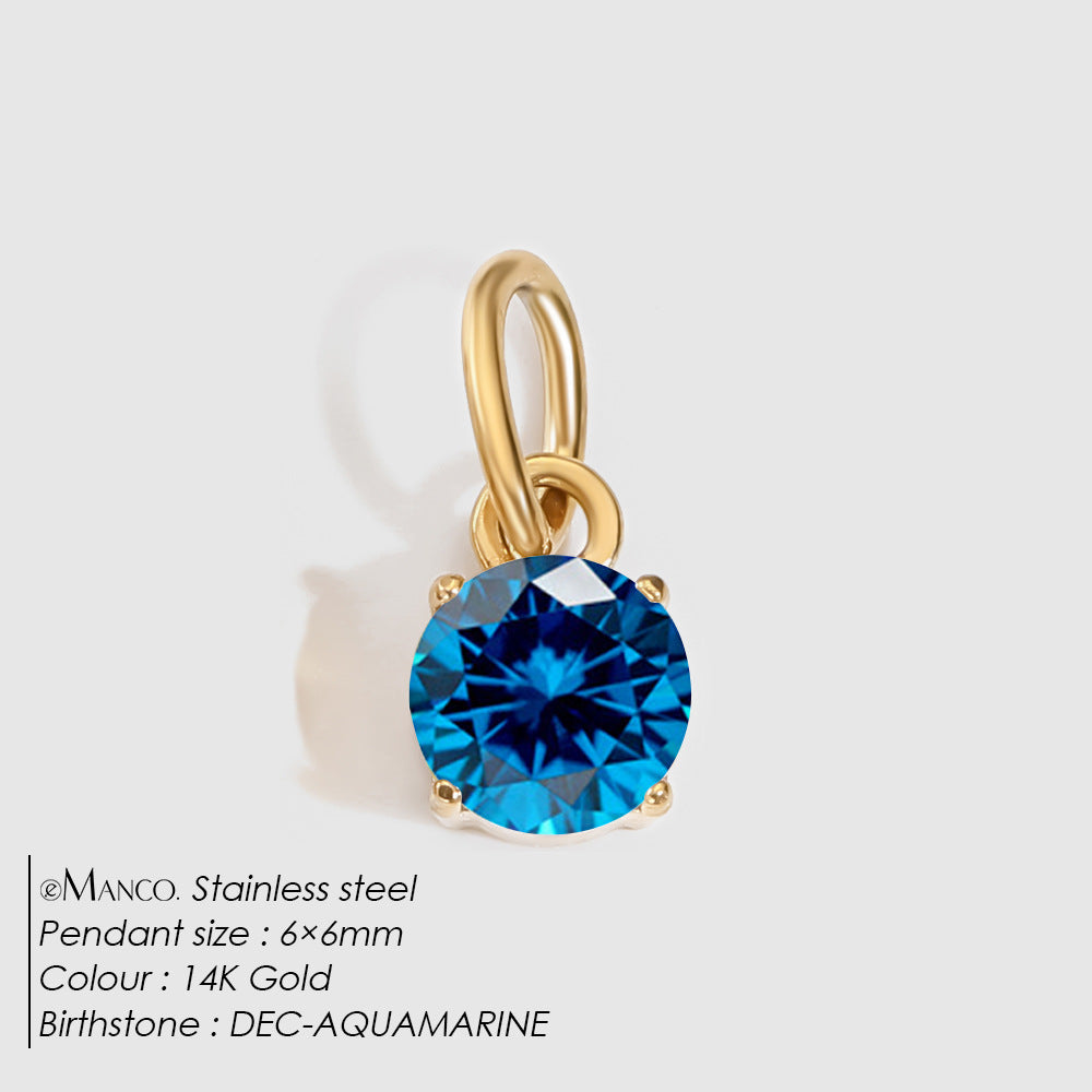 Jewelry Accessories Stainless Steel Necklace Round Zircon Necklace Stainless Steel Pendant Components