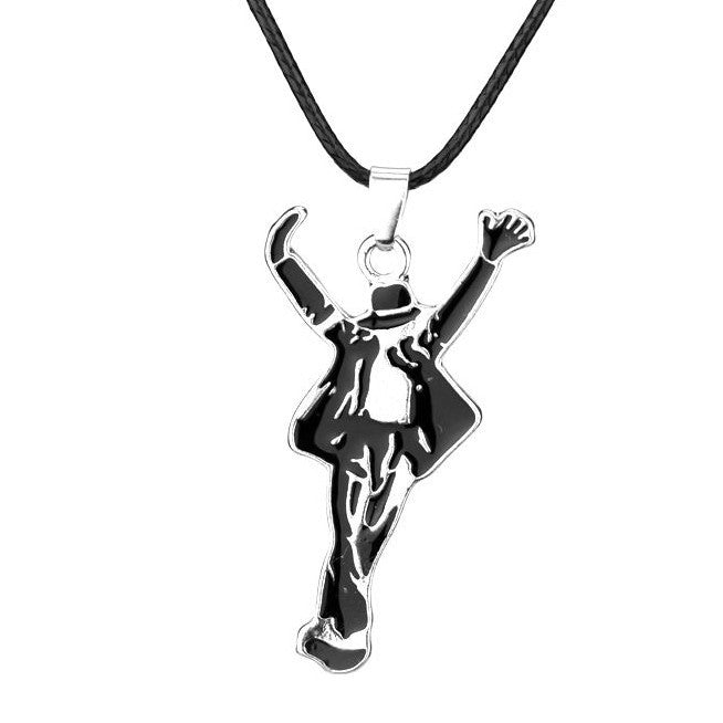 World Dance King Michael Jackson Themed Bracelet Set with Cool Dance Pose Necklace Jewelry