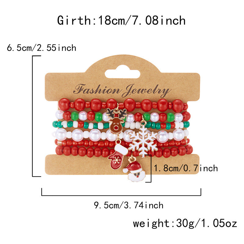 Soft Clay Crystal Christmas Bracelet Set with Drip Paint Christmas Color Letter Bead Bracelet Set for Women