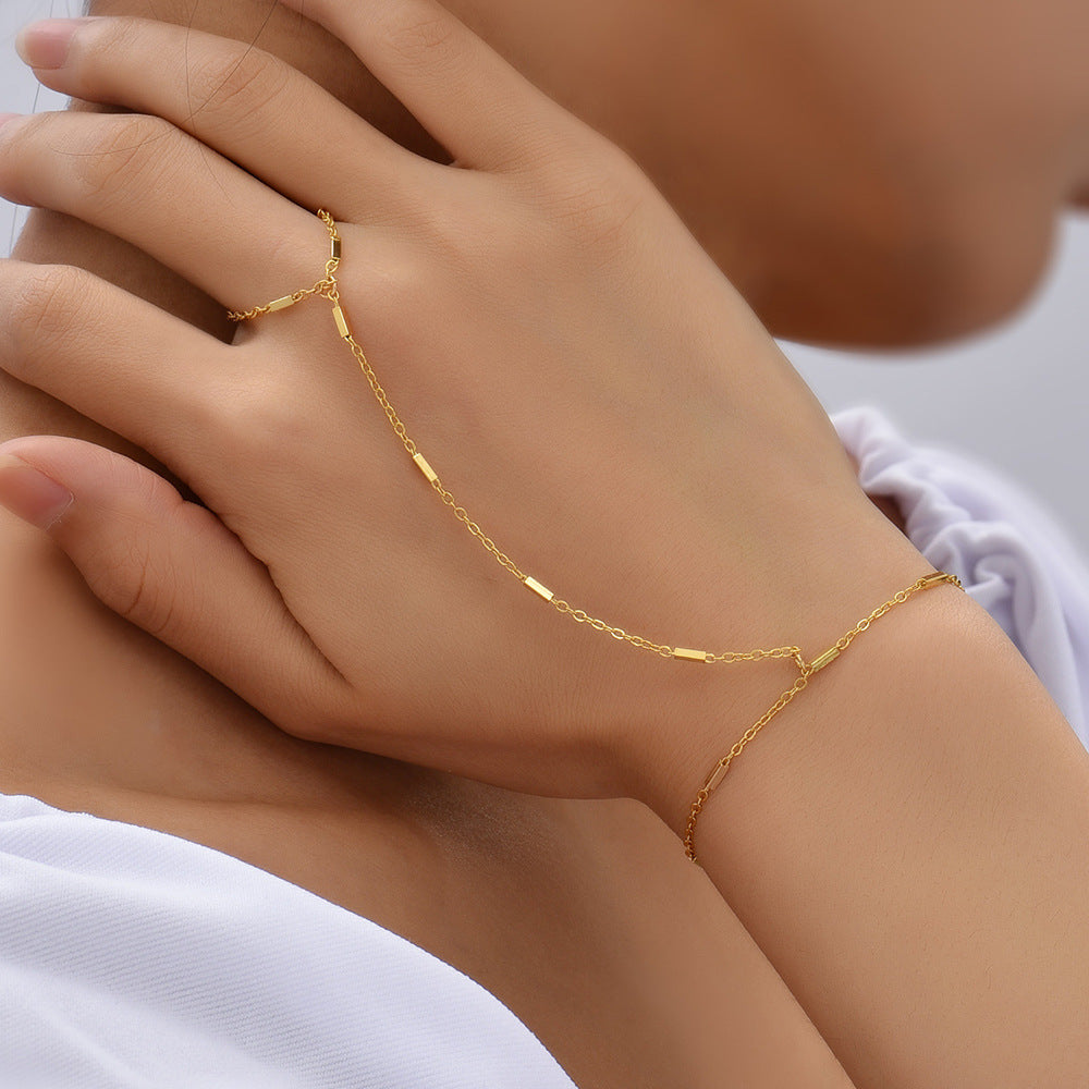 Beach chain ring bracelet integrated chain