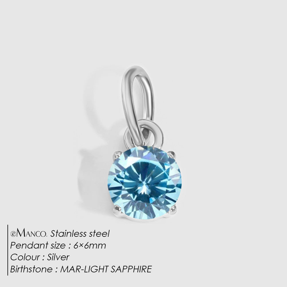 Jewelry Accessories Stainless Steel Necklace Round Zircon Necklace Stainless Steel Pendant Components