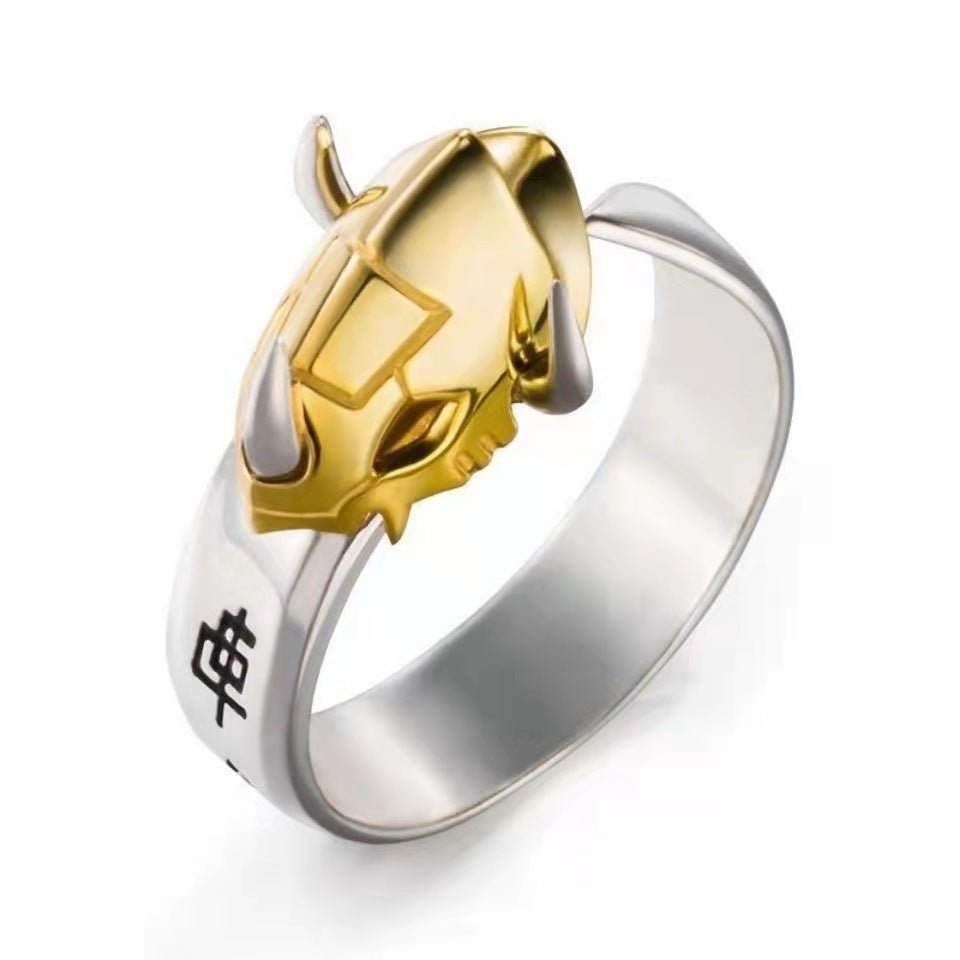 Classic Digimon Ring, Tyrannomon Sword, Metal Garurumon, Anime, Thai Silver Couple Rings for Men and Women
