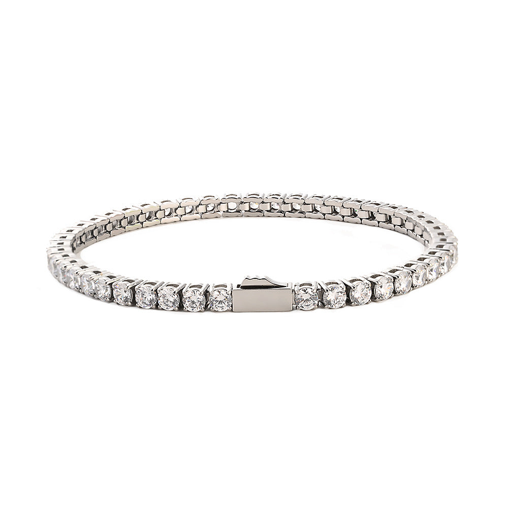 3-5MM Tennis Chain Hip-Hop Stainless Steel Zircon Bracelet