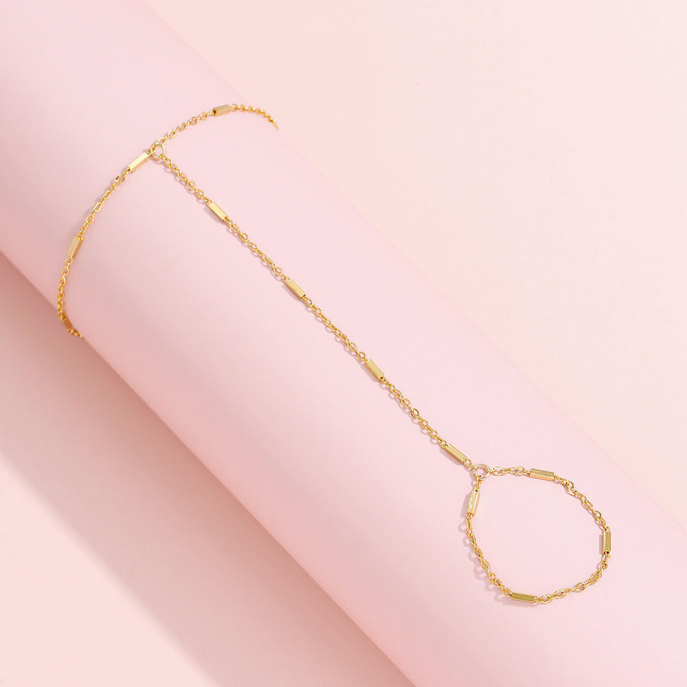 Beach chain ring bracelet integrated chain